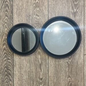 Black Framed Round Wall Mirror Set Small 7” Large 9”